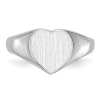 14K White Gold 8.0x 7.5mm Heart Closed Back Signet Ring view 4