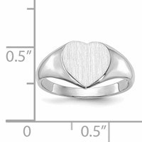14K White Gold 8.0x 7.5mm Heart Closed Back Signet Ring view 5