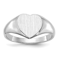 14K White Gold 8.0x 7.5mm Heart Closed Back Signet Ring view 1