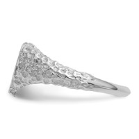 14K White Gold 8.0x 9.0mm Heart Open Back Nugget Signet Ring view 3