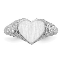 14K White Gold 8.0x 9.0mm Heart Open Back Nugget Signet Ring view 4
