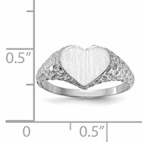 14K White Gold 8.0x 9.0mm Heart Open Back Nugget Signet Ring view 5