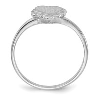 14K White Gold 6.0x 6.5mm Heart Open Back Scalloped Edge Signet Ring view 2