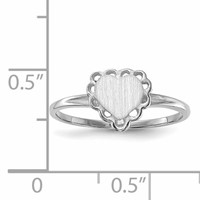 14K White Gold 6.0x 6.5mm Heart Open Back Scalloped Edge Signet Ring view 5