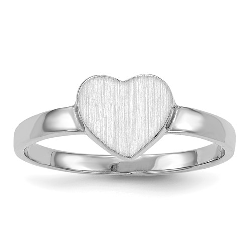 14K White Gold 7.0x 7.5mm Heart Open Back Signet Ring