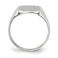 14K White Gold 10.5x 11.0mm Cushion Closed Back Signet Ring view 2