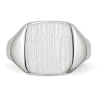 14K White Gold 10.5x 11.0mm Cushion Closed Back Signet Ring view 4