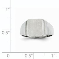 14K White Gold 10.5x 11.0mm Cushion Closed Back Signet Ring view 5