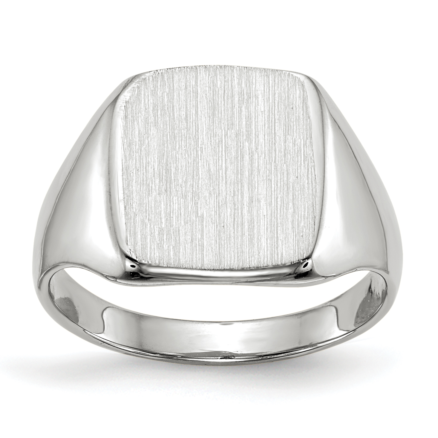 14k White Gold 10.5x11.0mm Closed Back Signet Ring (RS603)
