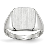 14K White Gold 10.5x 11.0mm Cushion Closed Back Signet Ring view 1