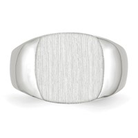 14K White Gold 12.5x 12.5mm Cushion Closed Back Signet Ring view 4