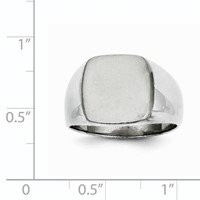 14K White Gold 12.5x 12.5mm Cushion Closed Back Signet Ring view 5