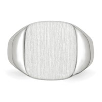 14K White Gold 13.5x 14.5mm Cushion Closed Back Mens Signet Ring view 4