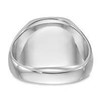14K White Gold 13.5x 14.5mm Cushion Closed Back Mens Signet Ring view 5