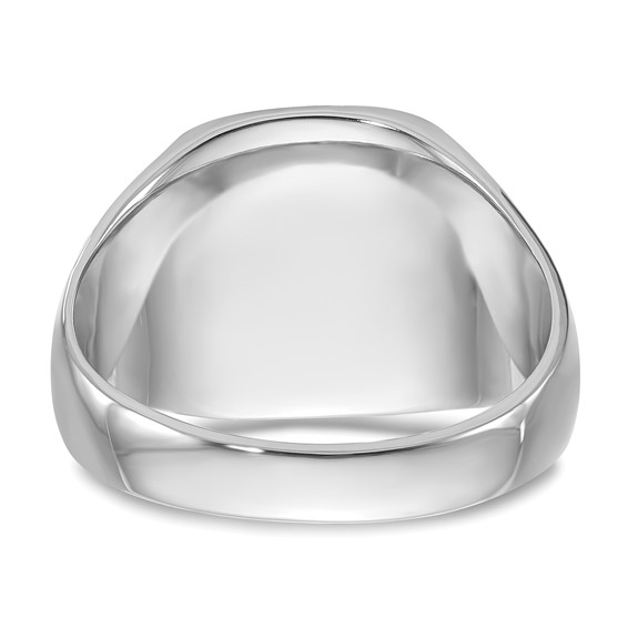 10k White Gold 13.5x14.5mm Cushion Closed Back Mens Signet Ring