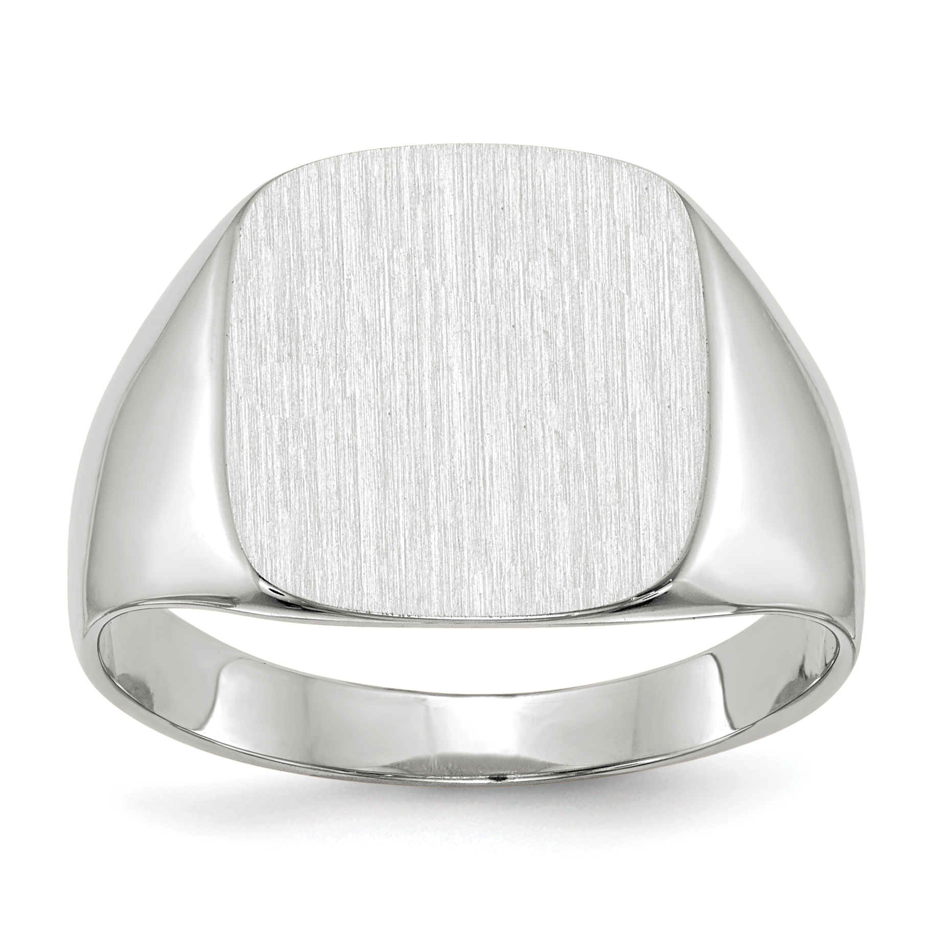 14k White Gold 13.5x14.5mm Closed Back Men's Signet Ring (RS605)