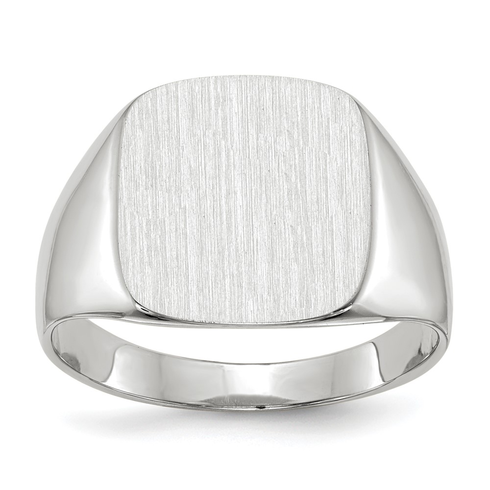 14k White Gold 13.5×14.5mm Closed Back Men’s Signet Ring