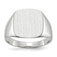 14K White Gold 13.5x 14.5mm Cushion Closed Back Mens Signet Ring view 1