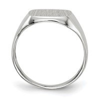 14K White Gold 10.5x 11.0mm Cushion Open Back Signet Ring view 2