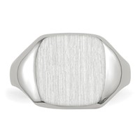 14K White Gold 10.5x 11.0mm Cushion Open Back Signet Ring view 4