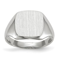 14K White Gold 10.5x 11.0mm Cushion Open Back Signet Ring view 1