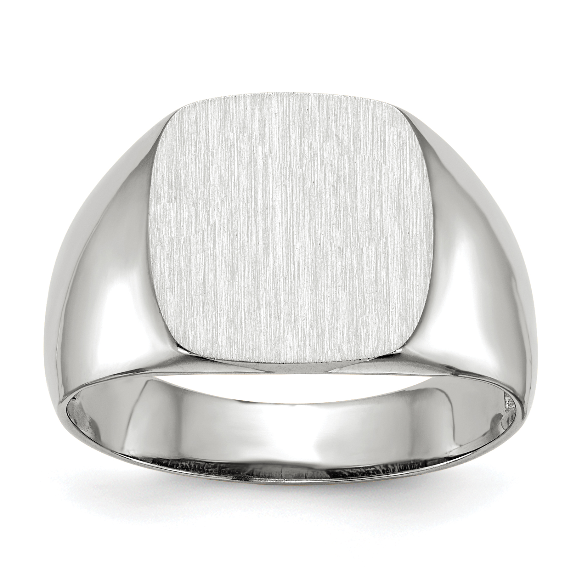 14k White Gold 12.5x12.5mm Open Back Signet Ring (RS607)
