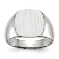 14K White Gold 12.5x 12.5mm Cushion Open Back Signet Ring view 1