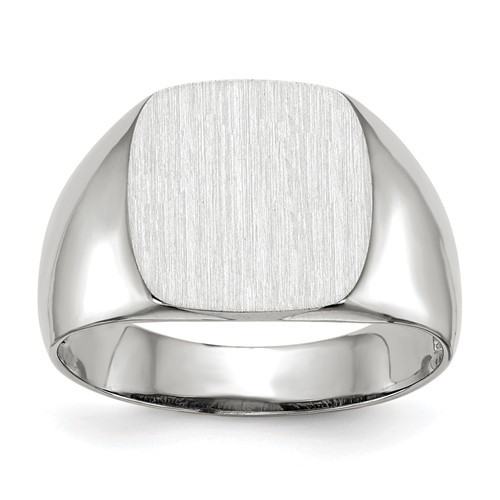 14K White Gold 12.5x 12.5mm Cushion Open Back Signet Ring