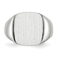 14K White Gold 13.5x 14.5mm Cushion Open Back Mens Signet Ring view 4