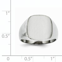 14K White Gold 13.5x 14.5mm Cushion Open Back Mens Signet Ring view 5