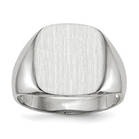 14K White Gold 13.5x 14.5mm Cushion Open Back Mens Signet Ring view 1