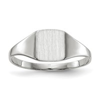 14K White Gold 7.0x8.5mm Cushion Closed Back Signet Ring view 1