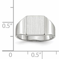 14K White Gold 8.5x 9.5mm Square Closed Back Signet Ring view 4
