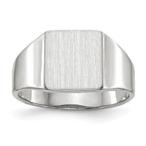 14K White Gold 8.5x 9.5mm Square Closed Back Signet Ring