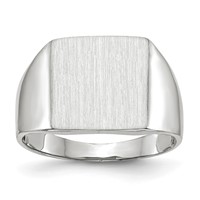 14K White Gold 13.0x13.0mm Square Closed Back Signet Ring view 1