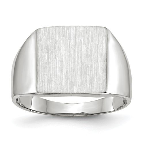 14K White Gold 13.0x 13.0mm Square Closed Back Signet Ring