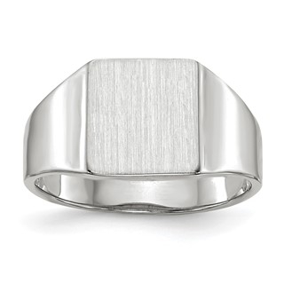 14k White Gold 8.5x9.5mm Square Open Back Signet Ring