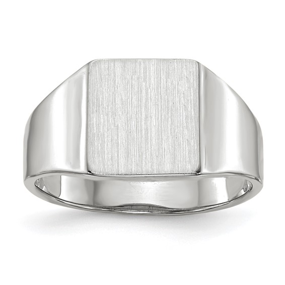 14k White Gold 8.5x9.5mm Square Open Back Signet Ring