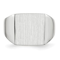 14K White Gold 13.0x 13.5mm Square Open Back Satin Mens Signet Ring view 4