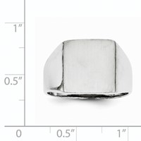 14K White Gold 13.0x 13.5mm Square Open Back Satin Mens Signet Ring view 5