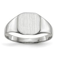 14K White Gold 8.5x 8.5mm Cushion Closed Back Signet Ring view 1