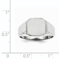 14K White Gold 11.0x 11.0mm Octagon Open Back Mens Signet Ring view 5