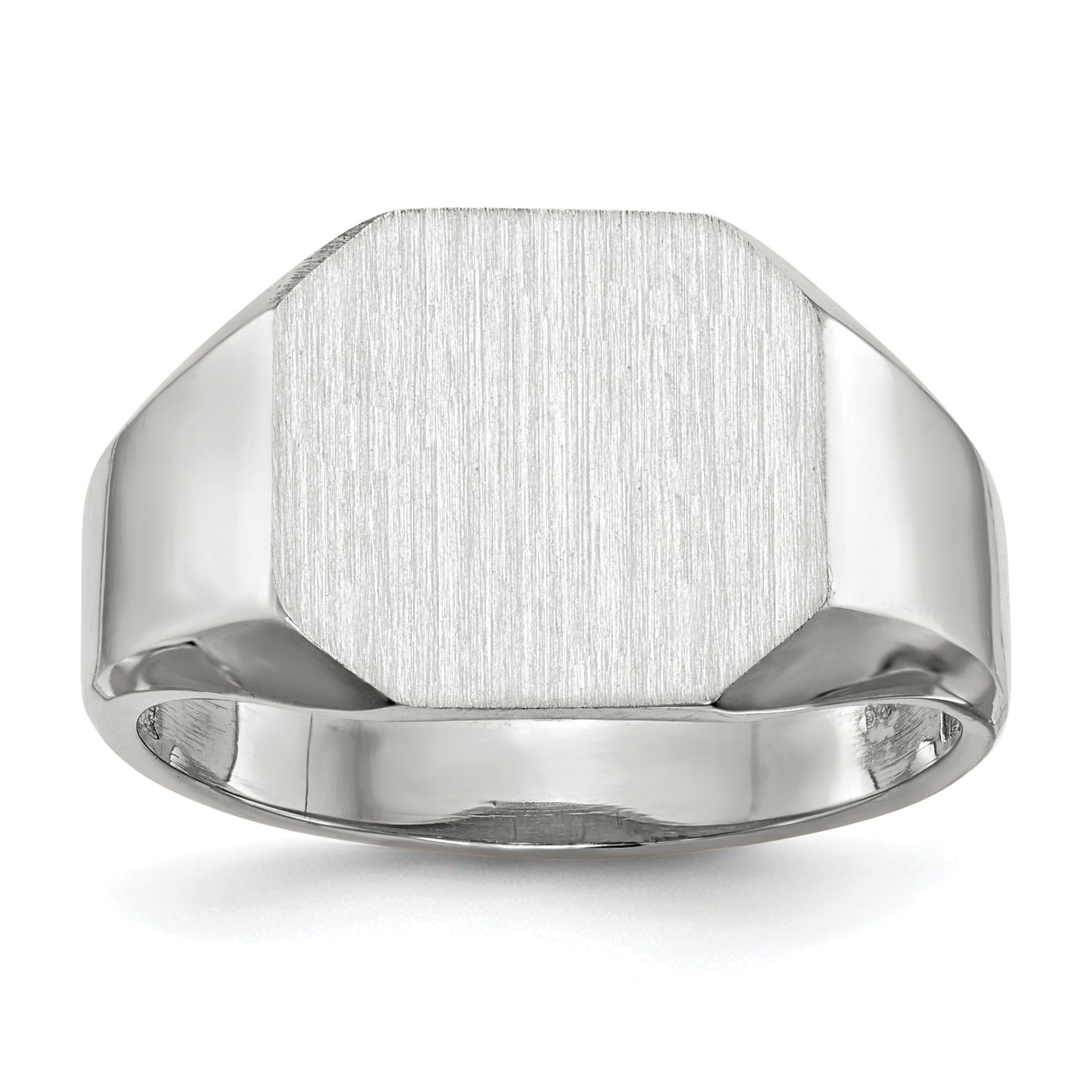 14k White Gold 11.0x11.0mm Open Back Men's Signet Ring (RS617)