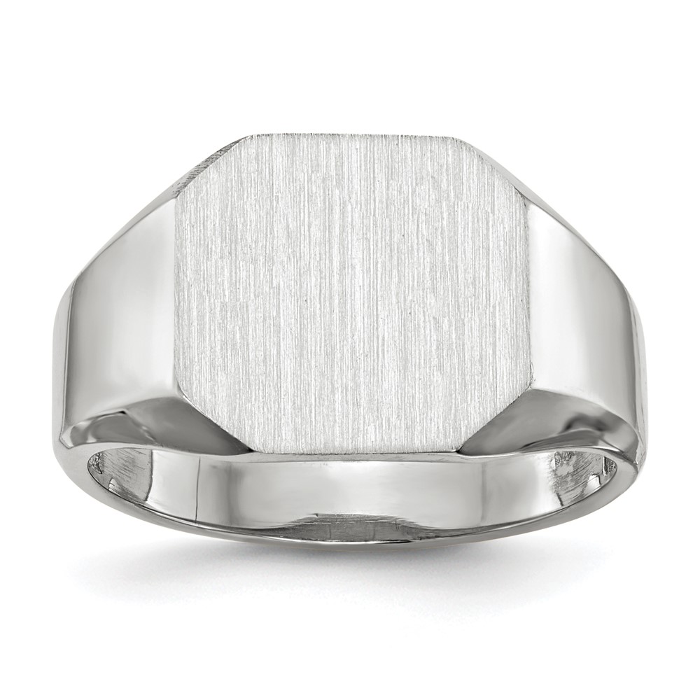 14k White Gold 11.0×11.0mm Open Back Men’s Signet Ring