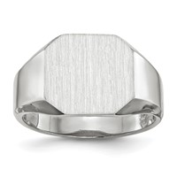 14K White Gold 11.0x 11.0mm Octagon Open Back Mens Signet Ring view 1
