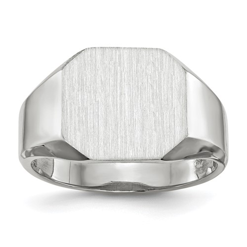 14K White Gold 11.0x 11.0mm Octagon Open Back Mens Signet Ring