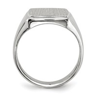 14K White Gold 13.0x15.0mm Rectangle Closed Back Mens Signet Ring view 2