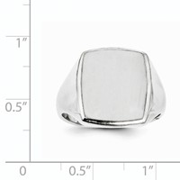 14K White Gold 13.0x15.0mm Rectangle Closed Back Mens Signet Ring view 5