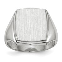 14K White Gold 13.0x15.0mm Rectangle Closed Back Mens Signet Ring view 1