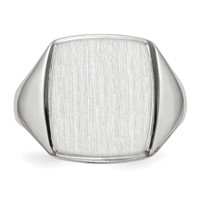 14K White Gold 13.0x 15.0mm Rectangle Open Back Mens Signet Ring view 4